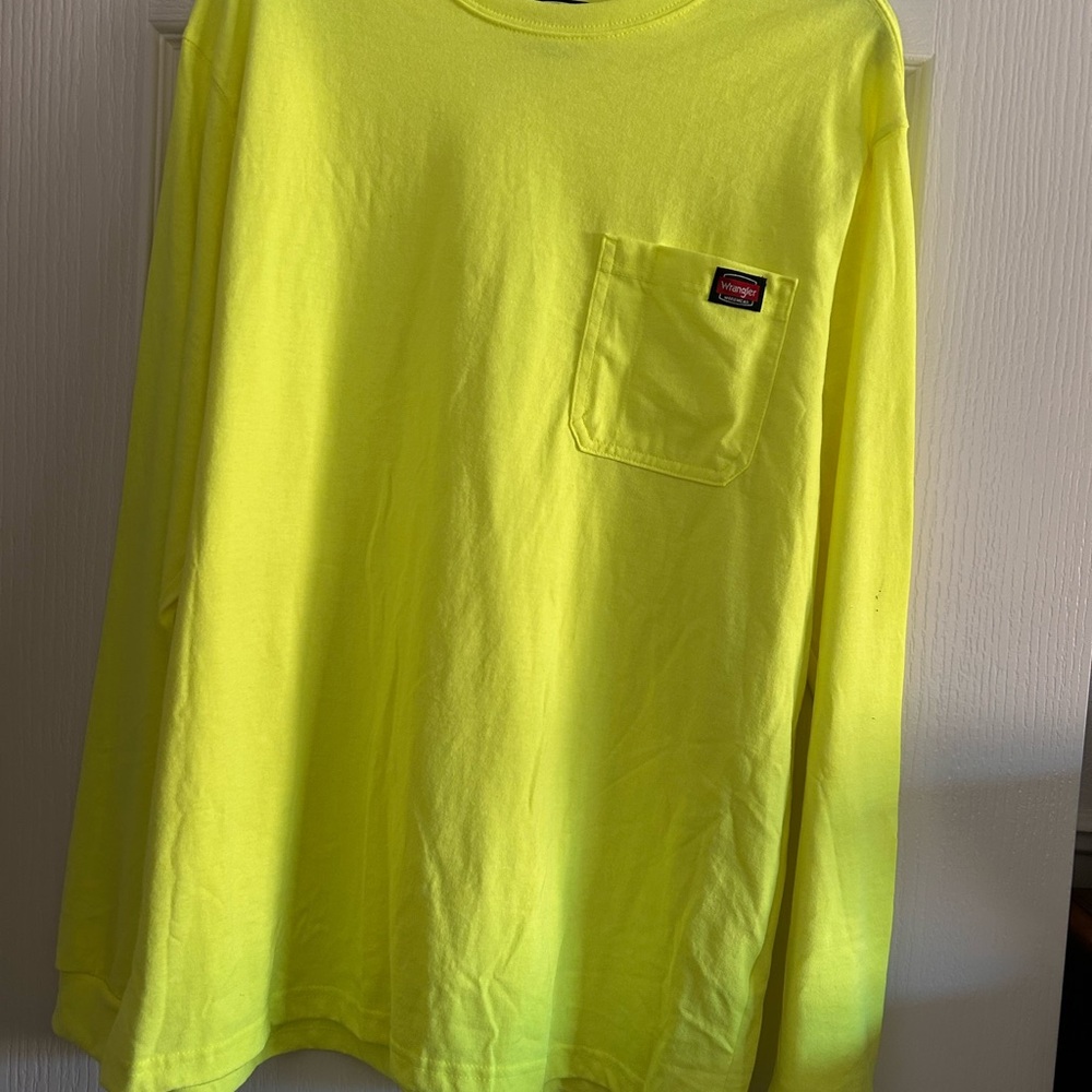 Wrangler Hi-Vis Neon Yellow Long Sleeve Pocket T Shirt